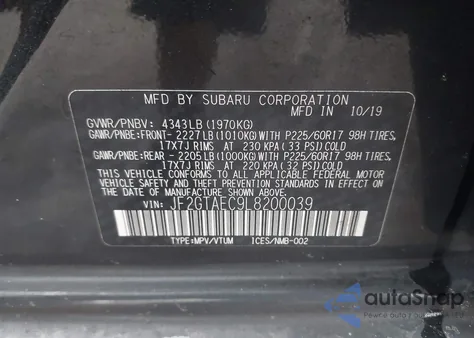 2020 Subaru Crosstrek Premium from USA, damaged, VIN JF2GTAEC9L8200039
